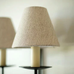 Candle Shade In Limestone Herringbone Lovat Tweed -Home Decor Shop 10can15lthl 12