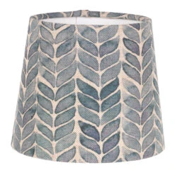 French Drum Candle Shade In Indigo Watercolour Leaf