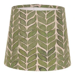 French Drum Candle Shade In Rich Green Watercolour Leaf