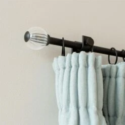 Fluted Glass Ball Finial For 12mm Pole In Matt Black -Home Decor Shop 4009mb 12