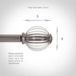 Fluted Glass Ball Finial For 12mm Pole In Mercury -Home Decor Shop 4009me 3