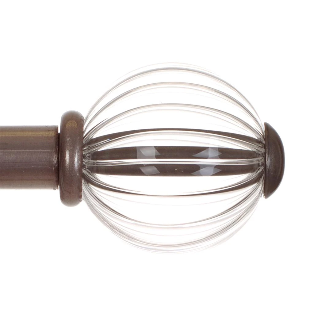 Fluted Glass Ball Finial For 12mm Pole In Polished 3 Fluted Glass Ball Finial For 12mm Pole In Polished