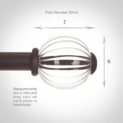 Fluted Glass Ball Finial For 20mm Pole In Beeswax 9 Fluted Glass Ball Finial For 20mm Pole In Beeswax -Home Decor Shop 4010bw 3