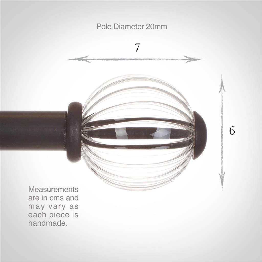Fluted Glass Ball Finial For 20mm Pole In Beeswax 6 Fluted Glass Ball Finial For 20mm Pole In Beeswax - Image 4
