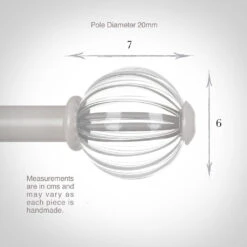 Fluted Glass Ball Finial For 20mm Pole In Clay -Home Decor Shop 4010cl 13