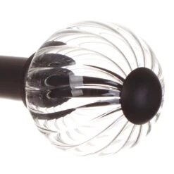 Fluted Glass Ball Finial For 20mm Pole In Matt Black -Home Decor Shop 4010mb 2