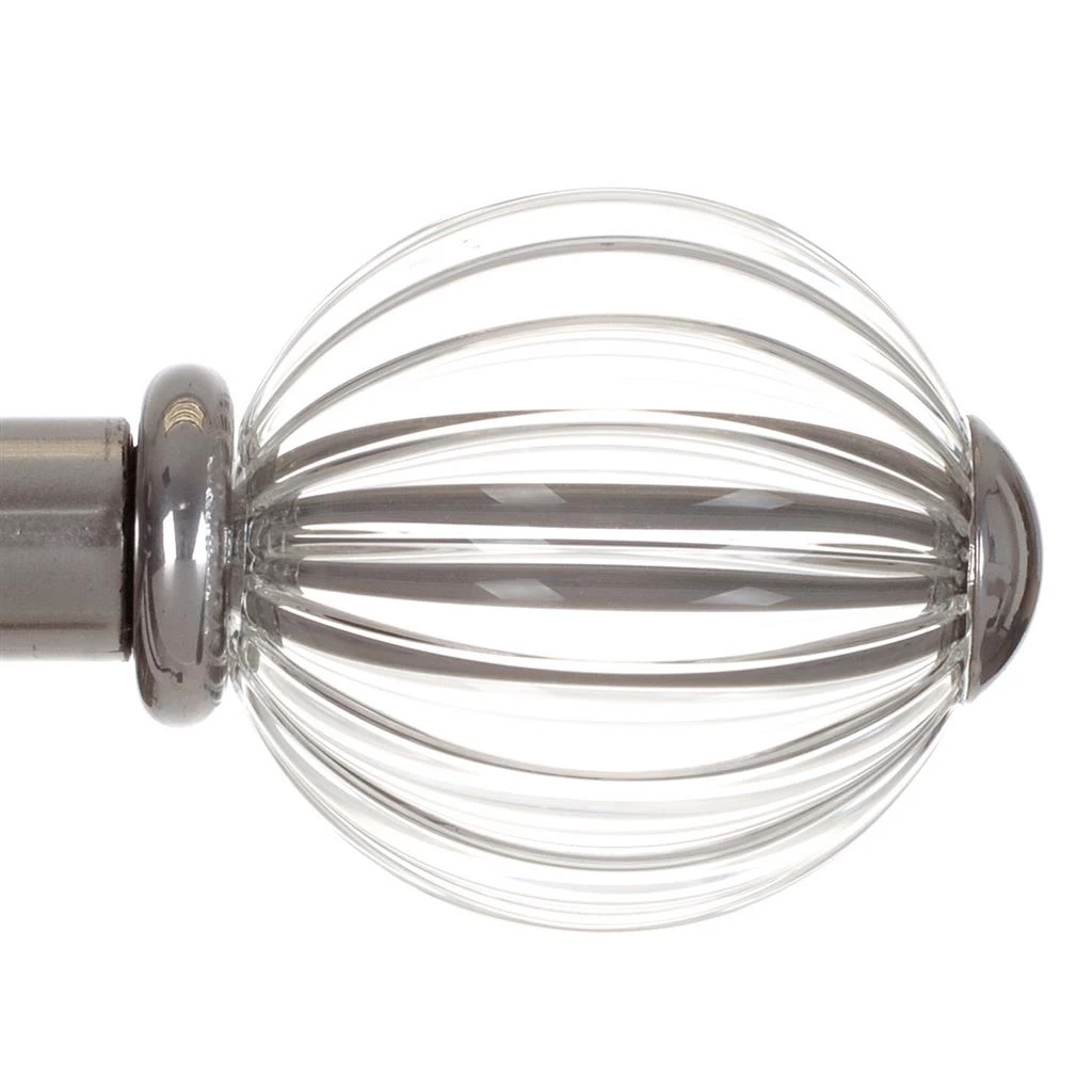 Fluted Glass Ball Finial For 20mm Pole In Mercury 3 Fluted Glass Ball Finial For 20mm Pole In Mercury