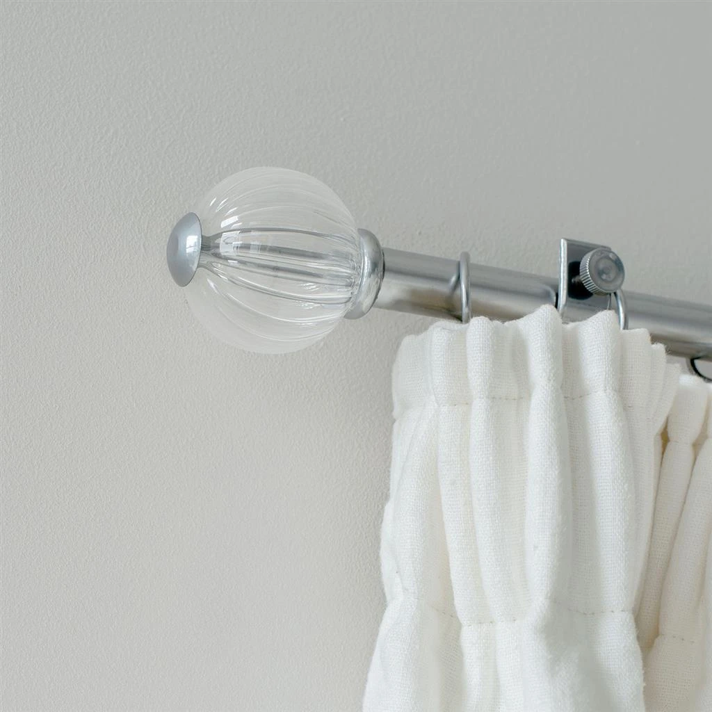 Fluted Glass Ball Finial For 20mm Pole In Mercury 4 Fluted Glass Ball Finial For 20mm Pole In Mercury - Image 2