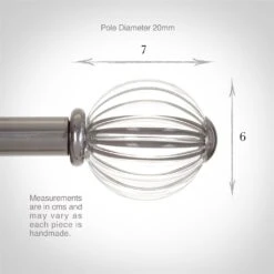 Fluted Glass Ball Finial For 20mm Pole In Mercury 9 Fluted Glass Ball Finial For 20mm Pole In Mercury -Home Decor Shop 4010me 3