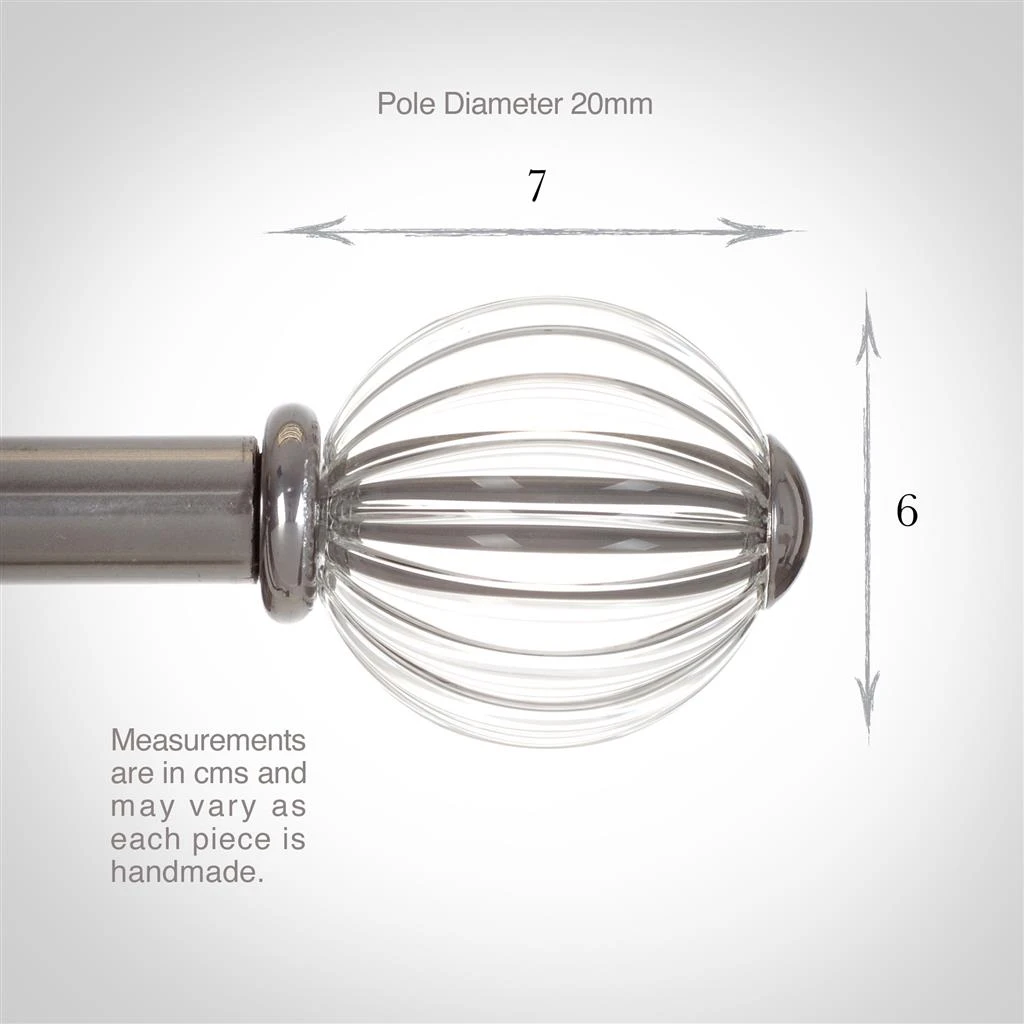 Fluted Glass Ball Finial For 20mm Pole In Mercury 6 Fluted Glass Ball Finial For 20mm Pole In Mercury - Image 4