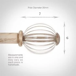 Fluted Glass Ball Finial For 20mm Pole In Old Ivory -Home Decor Shop 4010oi 3