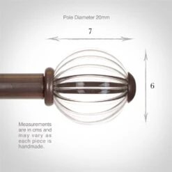 Fluted Glass Ball Finial For 20mm Pole In Polished -Home Decor Shop 4010po 3