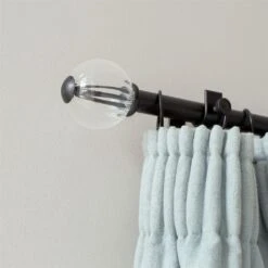 Fluted Glass Ball Finial For 25mm Pole In Matt Black -Home Decor Shop 4011mb 12