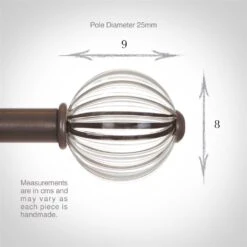 Fluted Glass Ball Finial For 25mm Pole In Polished -Home Decor Shop 4011po 3