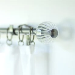 Fluted Glass Ball Finial For 25mm Pole In Polished -Home Decor Shop 4011po 4