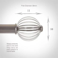 Fluted Glass Ball Finial For 38mm Pole In Mercury -Home Decor Shop 4012me 3