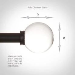 25mm Glass Finial In Matt Black -Home Decor Shop 452mb 13