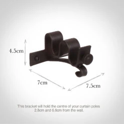 12/12mm Double Pole Centre Bracket In Beeswax -Home Decor Shop 6001bw 13