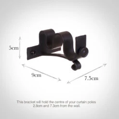 20/12mm Double Pole Centre Bracket In Matt Black -Home Decor Shop 6002mb 13