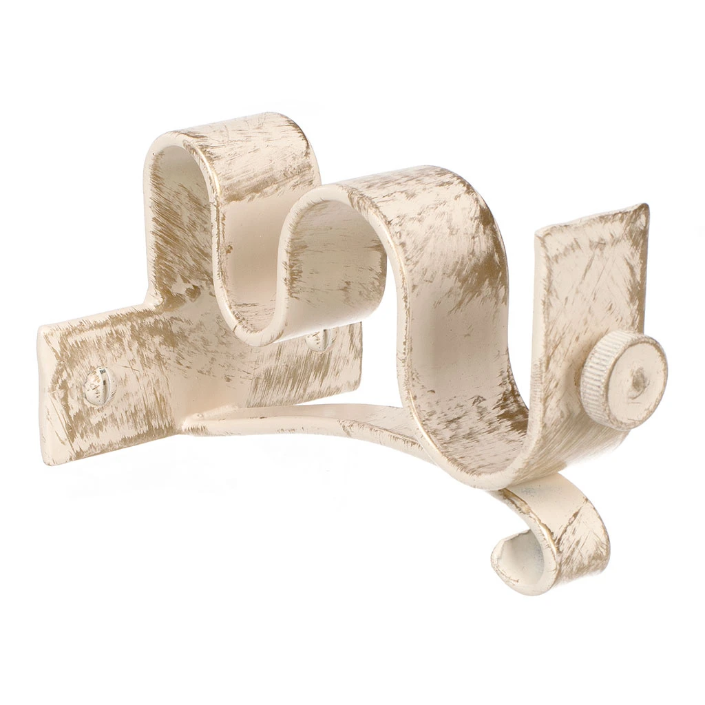 25/12mm Double Pole Centre Bracket In Old Ivory 3 25/12mm Double Pole Centre Bracket In Old Ivory