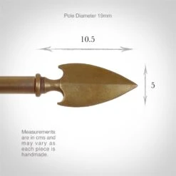 19mm Hasta Spear Finial In Antiqued Brass -Home Decor Shop 6017ab 3