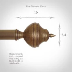 25mm Brass Empire Finial In Antiqued Brass -Home Decor Shop 6023ab 3