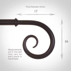 25mm Crook Finial In Matt Black -Home Decor Shop 607mb 3