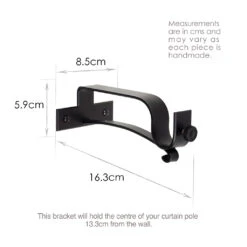 25mm Chapel Extended Centre Bracket In Matt Black -Home Decor Shop 6081MB 13