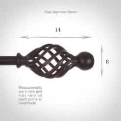 20mm Cage & Ball Finial In Matt Black -Home Decor Shop 622mb 3