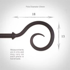 20mm Bishop's Crook Finial In Matt Black -Home Decor Shop 625mb 3