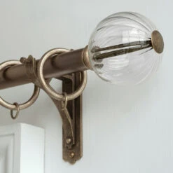 25mm Fluted Glass Ball Finial In Antique Brass -Home Decor Shop 6304AB 12
