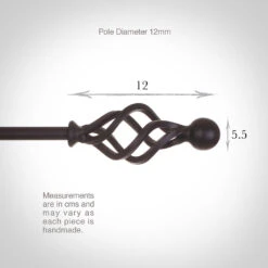 12mm Cage & Ball Finial In Matt Black -Home Decor Shop 630mb 13