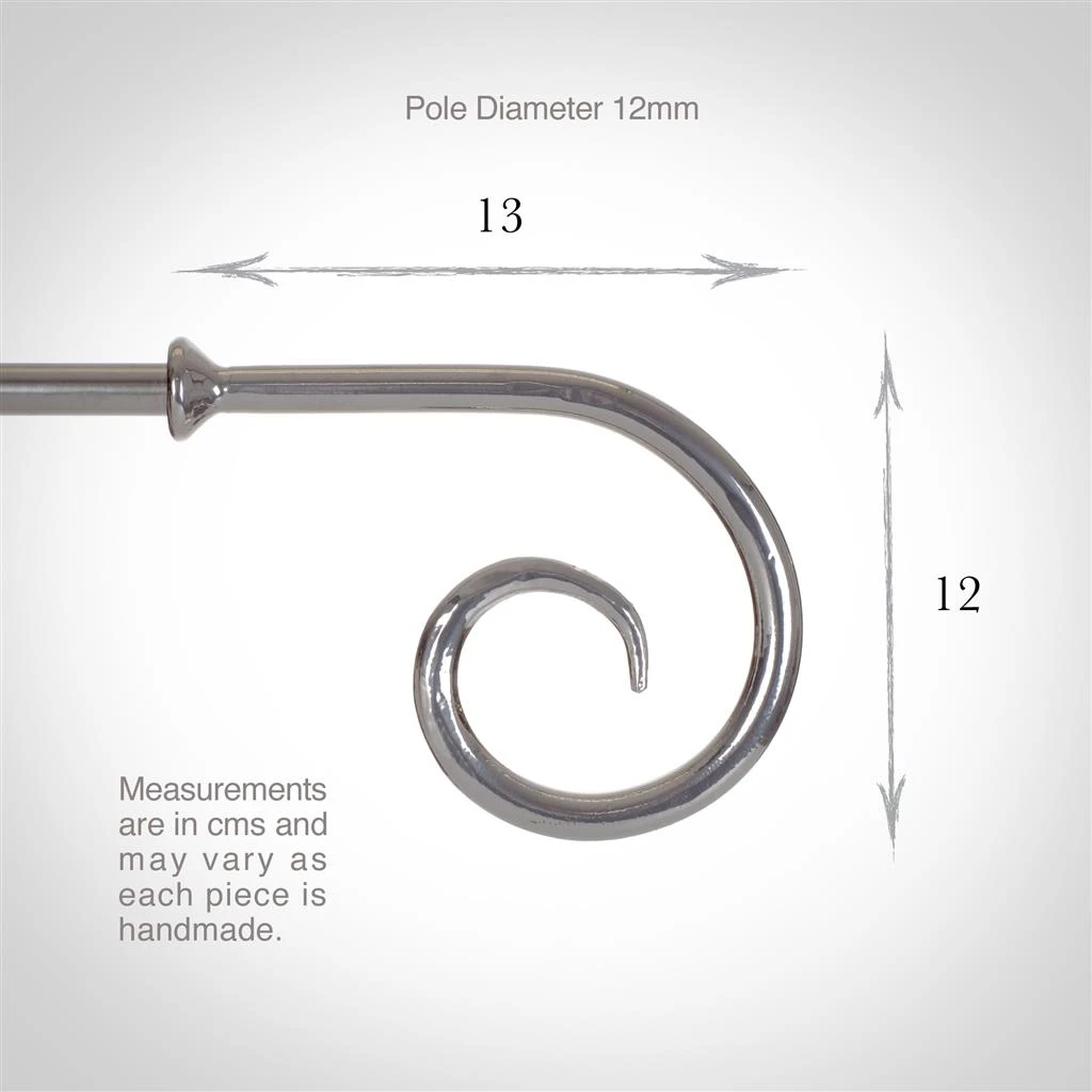 12mm Crook Finial In Mercury 4 12mm Crook Finial In Mercury - Image 2