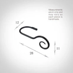 Large Bishop's Crook Holdback (Right Side) In Matt Black -Home Decor Shop 637fmb 13