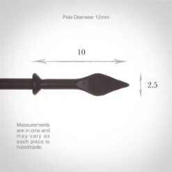 12mm Spear Finial In Matt Black -Home Decor Shop 643mb 3