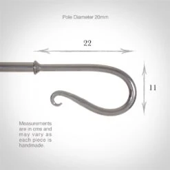 20mm Shepherd's Crook Finial In Mercury -Home Decor Shop 681me 3