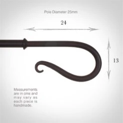 25mm Shepherd's Crook Finial In Matt Black -Home Decor Shop 682mb 3