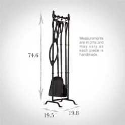 Portland Companion Set In Matt Black (With Stand) -Home Decor Shop 7404bmb 3