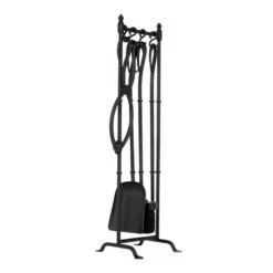 Portland Companion Set In Matt Black (With Stand) -Home Decor Shop 7404bmb 5