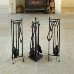 Portland Companion Set In Matt Black (With Stand) -Home Decor Shop 7404bmb 6