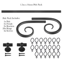 1.5m 16mm Crook Pole Pack In Beeswax -Home Decor Shop 802bw 20