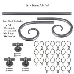 2m 16mm Crook Pack In Polished -Home Decor Shop 803po 20