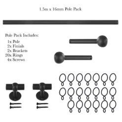 1.5m 16mm Cannonball Pole Pack In Beeswax -Home Decor Shop 814bw 20