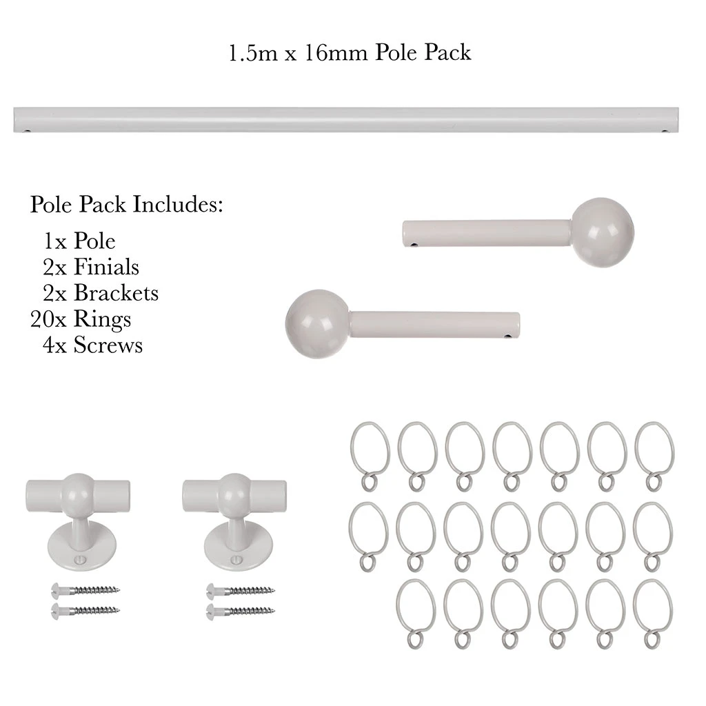 1.5m 16mm Cannonball Pole Pack In Clay 6 1.5m 16mm Cannonball Pole Pack In Clay - Image 4