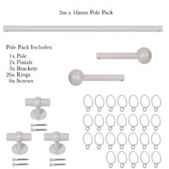 2m 16mm Cannonball Pole Pack In Clay -Home Decor Shop 815cl 20