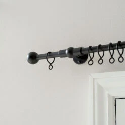 2m 16mm Cannonball Pole Pack In Matt Black -Home Decor Shop 815mb 12