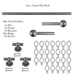 2m 16mm Cannonball Pole Pack In Polished 10 2m 16mm Cannonball Pole Pack In Polished -Home Decor Shop 815po 20