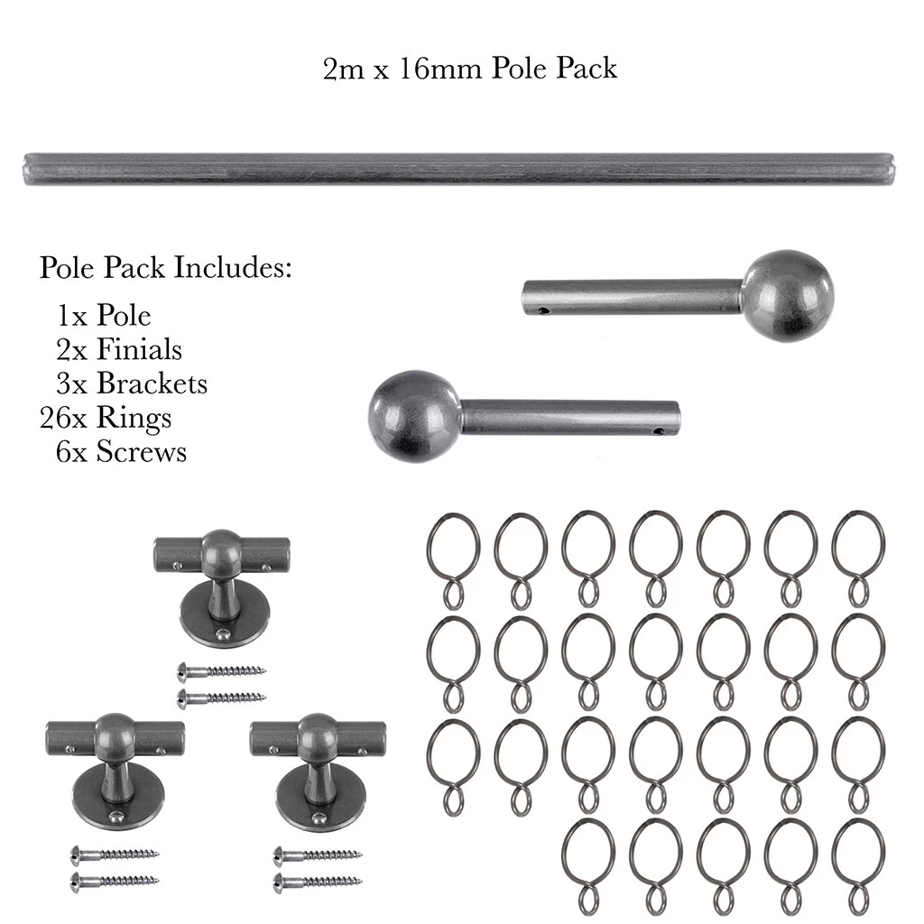 2m 16mm Cannonball Pole Pack In Polished 6 2m 16mm Cannonball Pole Pack In Polished - Image 4