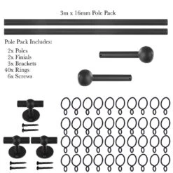 3m 16mm Cannonball Pole Pack In Beeswax 10 3m 16mm Cannonball Pole Pack In Beeswax -Home Decor Shop 816bw 20