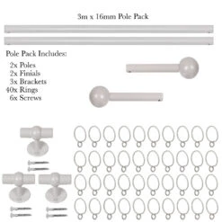 3m 16mm Cannonball Pole Pack In Clay -Home Decor Shop 816cl 20